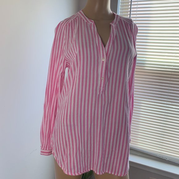 Old Navy Tops Old Navy Pink And White Half Button Down Shirt Poshmark